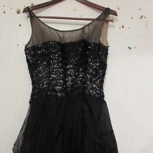 vintage fit and flare dress with sequins, fully lined, no flaws.